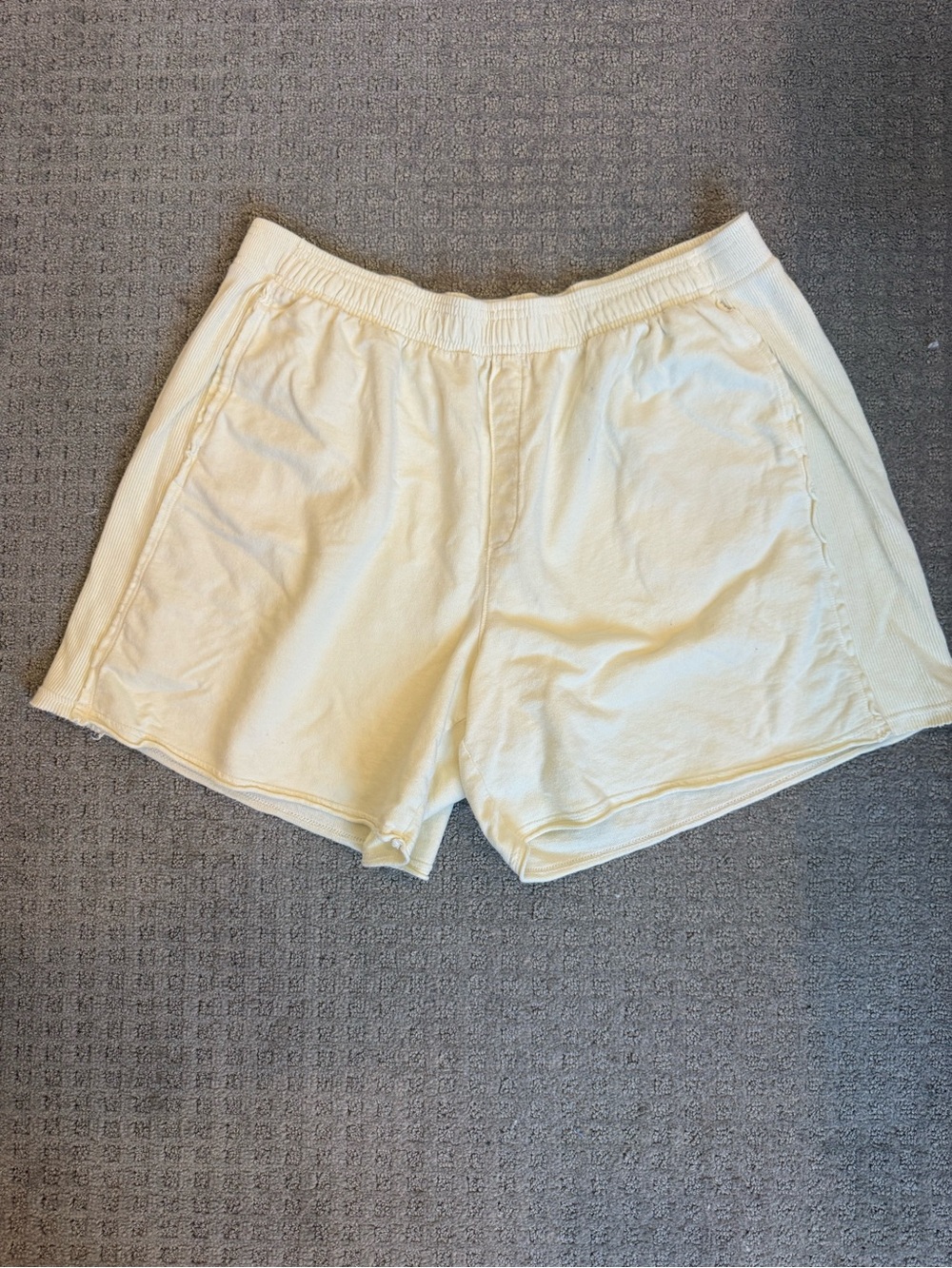 aerie butter yellow Elastic-Waist Cotton Blend Athletic Shorts
